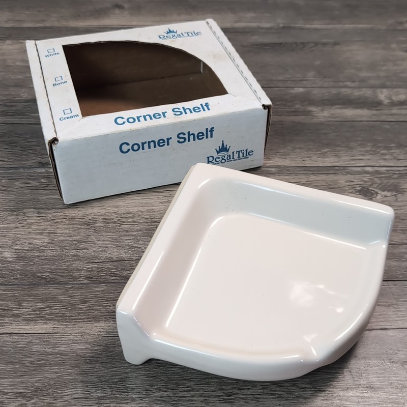 Ceramic Cream Corner WALL Mount Shower Bathroom Shelf Soap NEW Regal Title Co. gallery