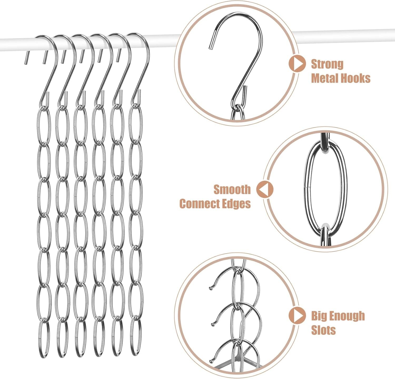 Hangers Space Saving Metal Chain Clothes Hanger Organizer with 8 Slots Magic ... gallery