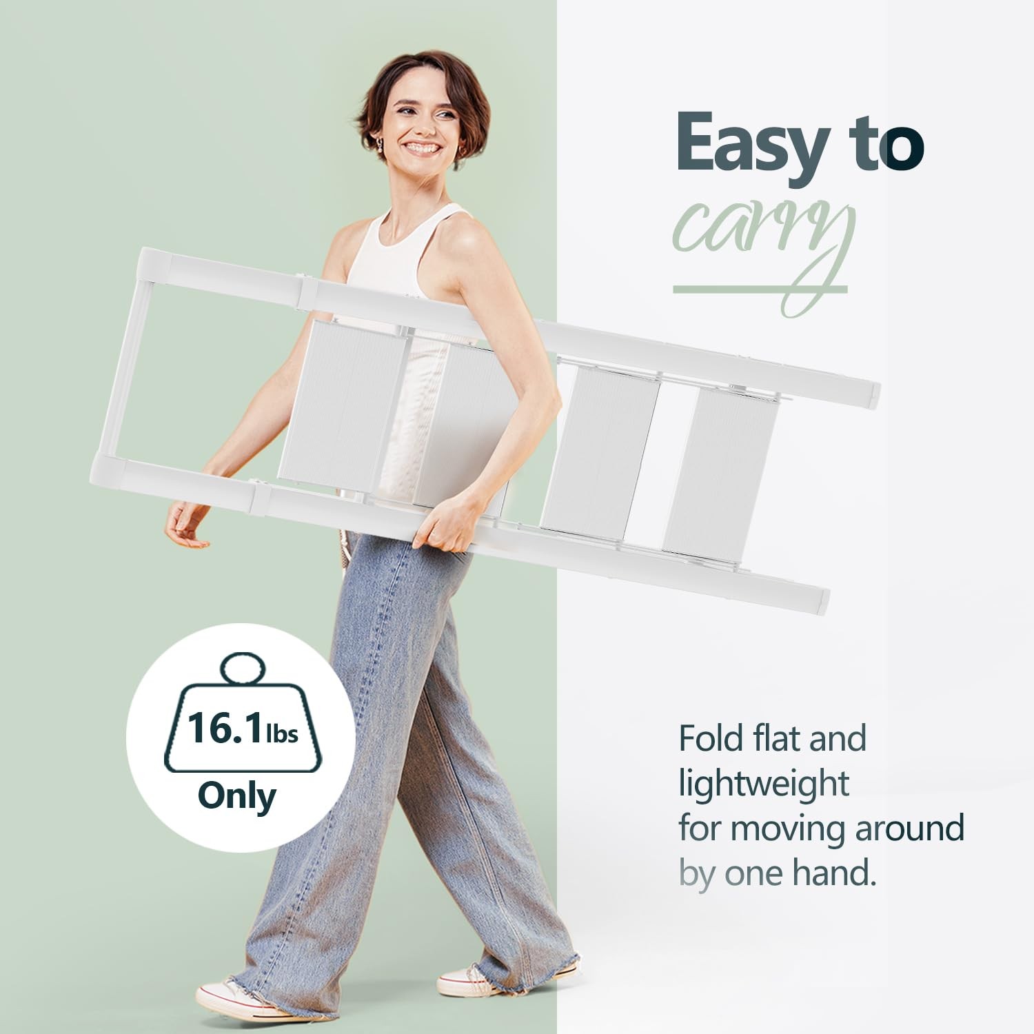 Foldable Step Ladder 4 9ft 300lb Lightweight Anti Slip White Ladders Home Pedals gallery