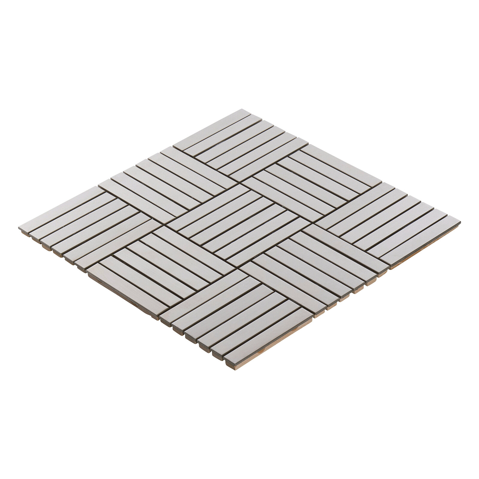 Brushed Nickel Stainless Steel Metallic Parquet Mosaic Tile Kitchen Backsplash gallery