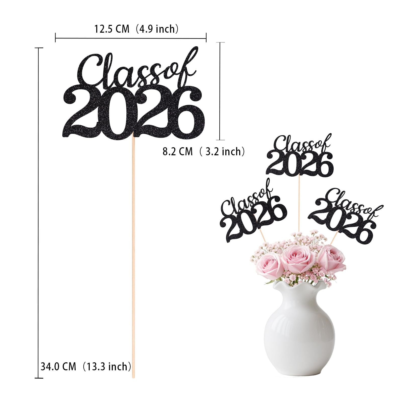 Class of 2026 Graduation Table Centerpieces Black Gold Party Decorations gallery