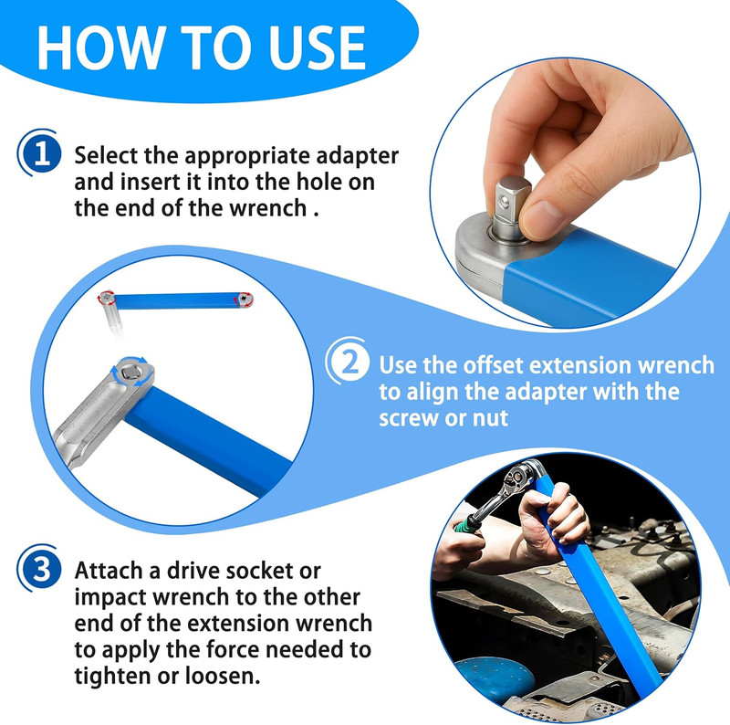 Offset Extension Wrench, Durable Chain Drive Wrench Set with High Hardness and U gallery
