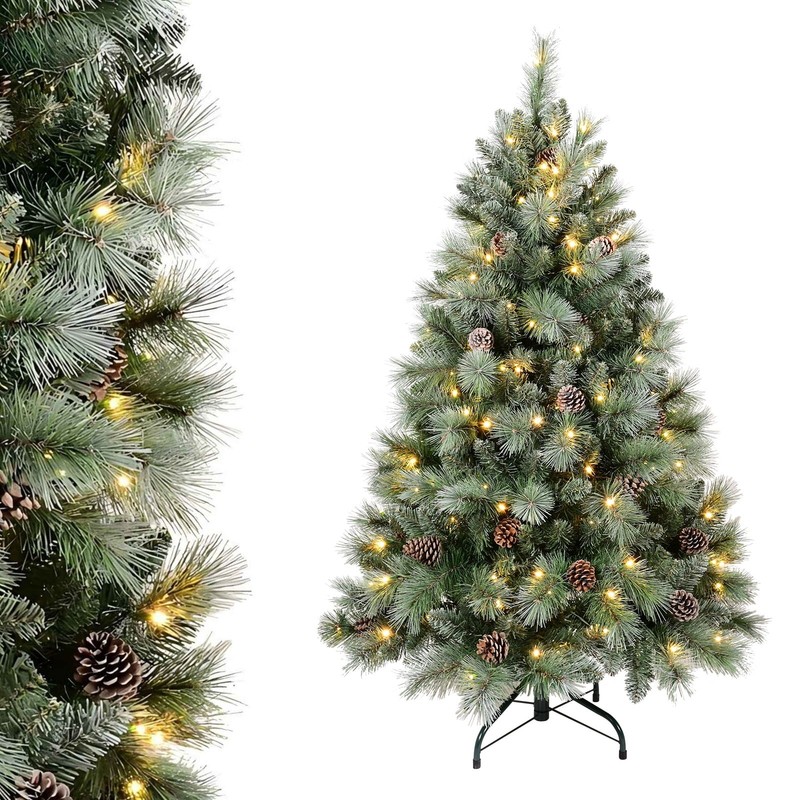 Artificial Christmas Tree Pinecone Xmas Frosted Tree Pre-Lit OR Unlit Multi Size gallery