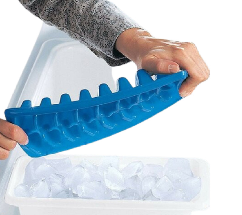 4-Pack Stackable Ice Cube Trays BPA Free 12 Cubes Each White & Blue Multi-Use gallery
