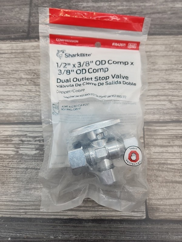 SharkBite 1/2-in x 3/8-in OD Compression Dual Outlet Stop Valve [107] gallery