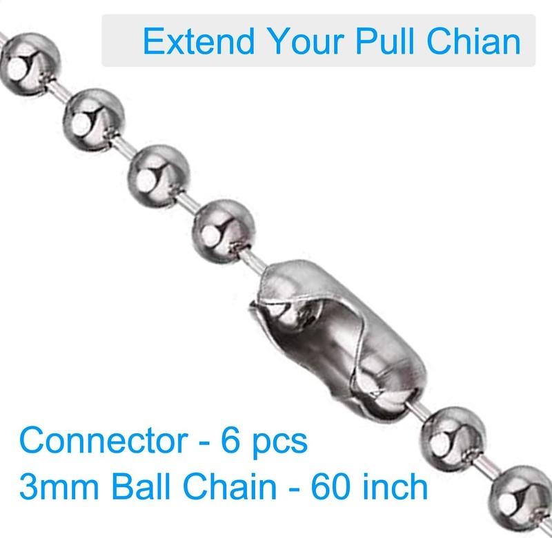60 Inch Ceiling Fan Pull Chain Extension for Ceiling Fans and Lights, Stainless gallery