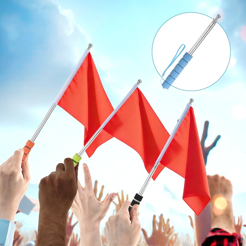 2-Pack Telescopic Handheld Flagpoles, 5.2ft/1.6m Stainless Steel Poles [Blue] gallery