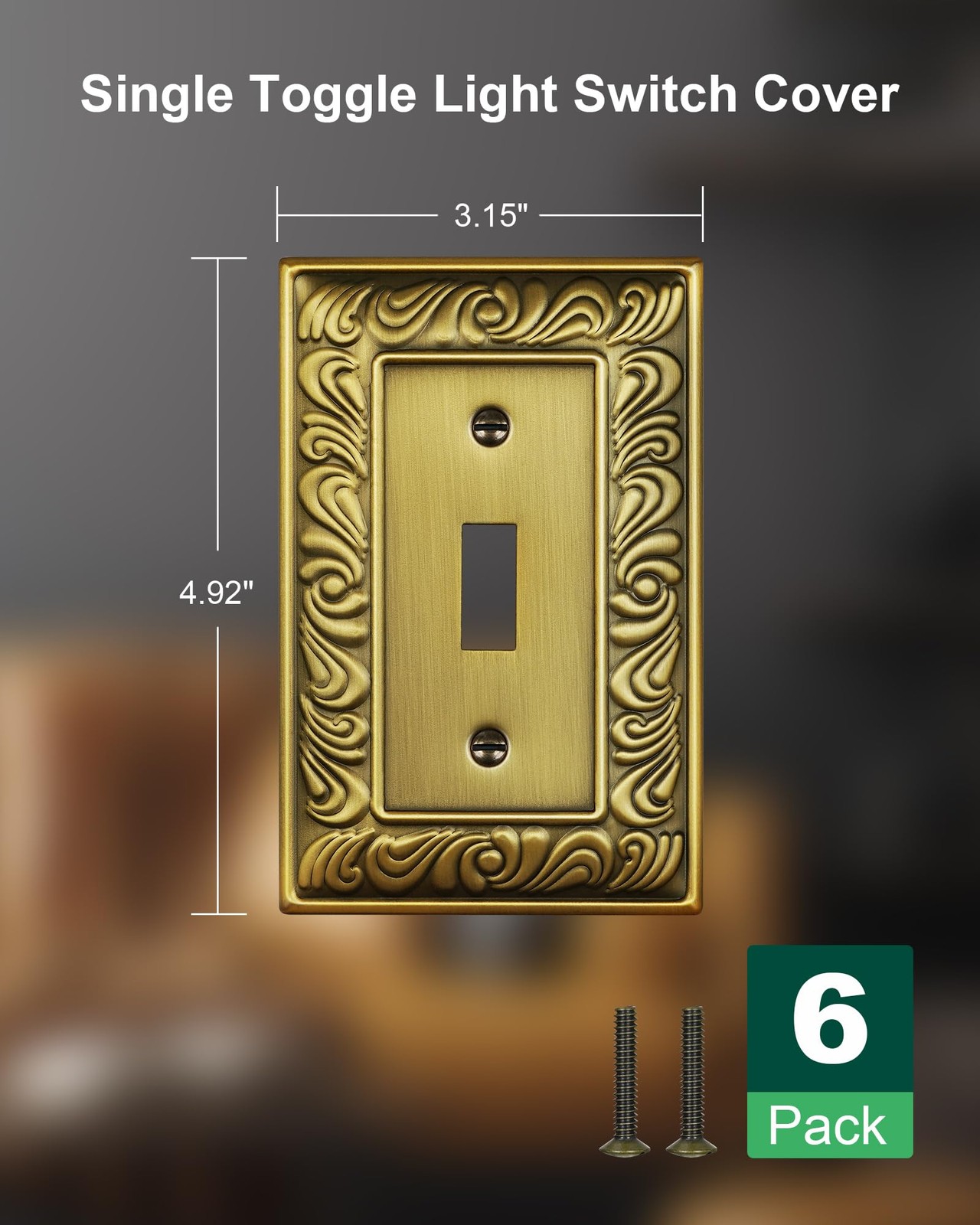 6-Pack Single Toggle Light Switch Cover Plate, Paisley Pattern Decorative Swi... gallery