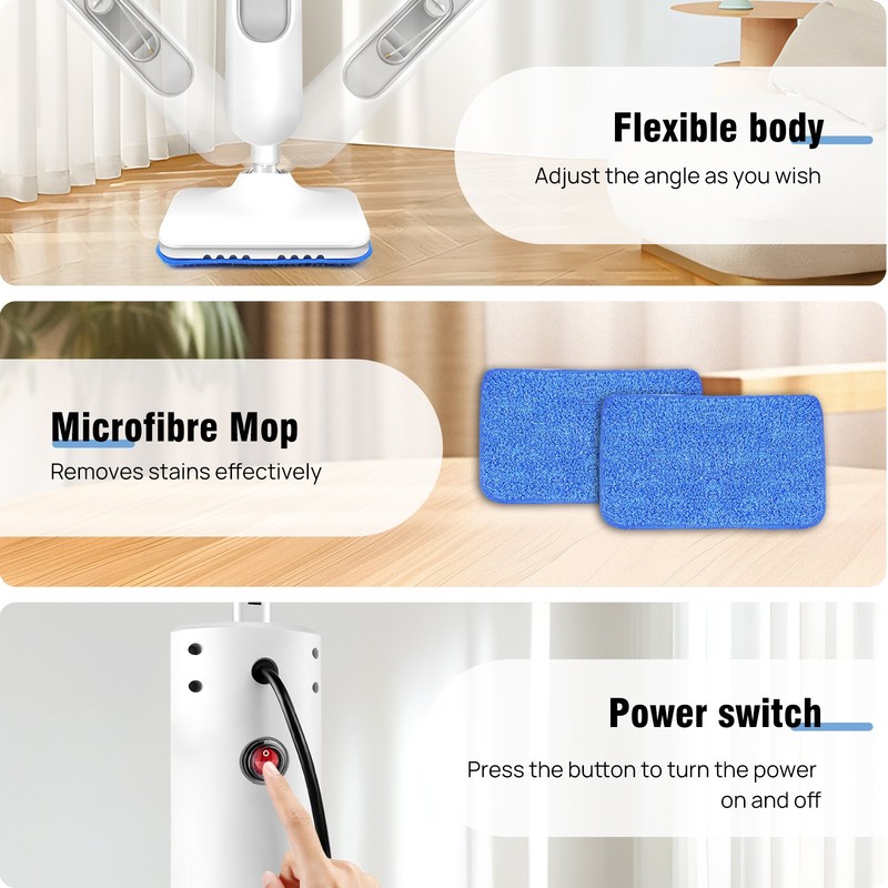 Upright Steam Mop 3500W All In 1 Floor Cleaner Carpet Washer Hand-held Steamer gallery