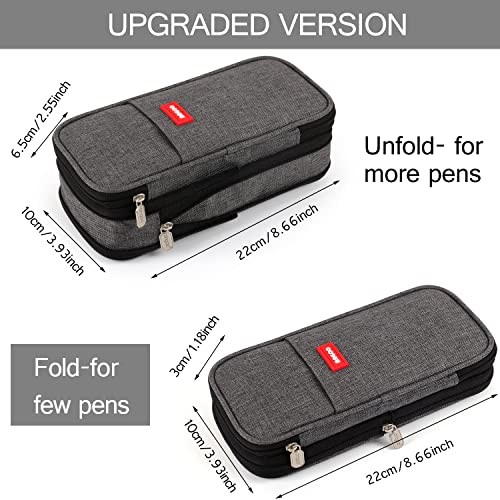 Large Capacity Pencil Case, Expandable Stationery Bag with Zipper Darkgrey gallery