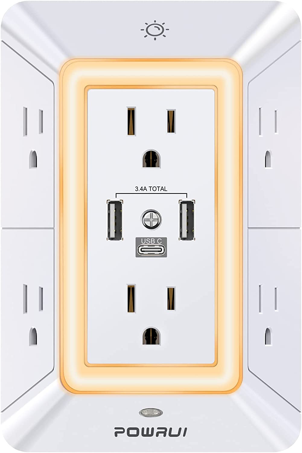POWRUI Multi Plug 6 Outlet Surge Protector Extender with 3 USB Ports (1 USB C) a gallery