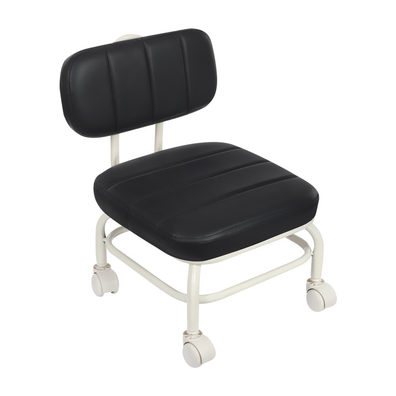 Low Rolling Stool, Roller Seat with Universal Swivel Caster Wheels & Backrest gallery
