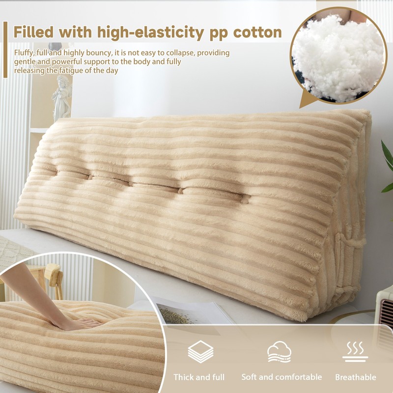 Wedge Headboard Pillow Triangle Cushion Sofa Waist Support with Neck Roll Pillow gallery