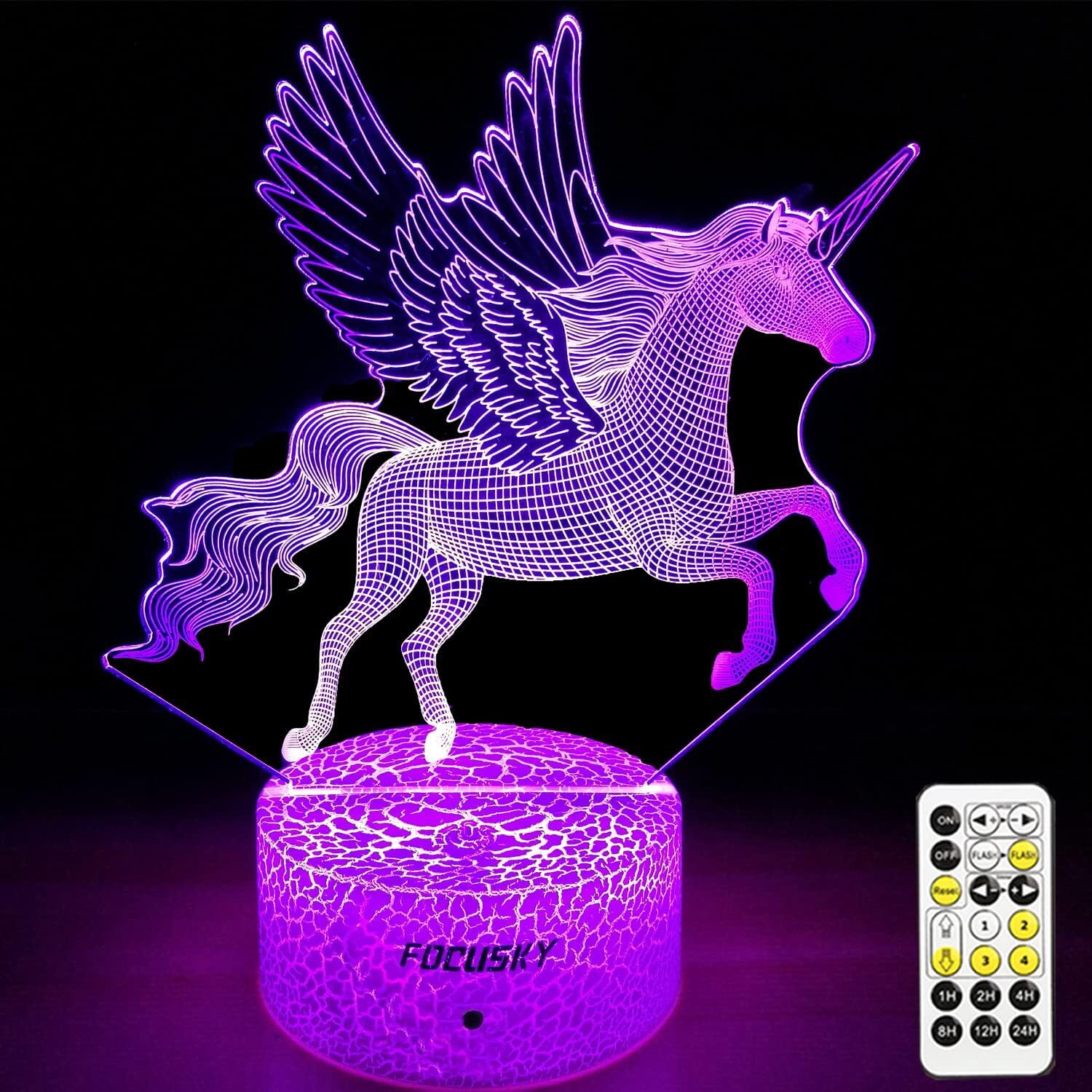Acrylic 3D Unicorn LED Night Light Bedroom Child 7 Colors Changing Bedside Lamp gallery