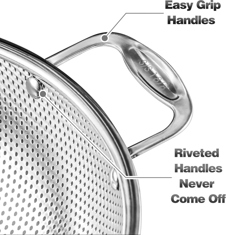 Large 6-Qt Colander, 18/8 Stainless Steel Mesh Strainer for Kitchen, Food Sieve gallery