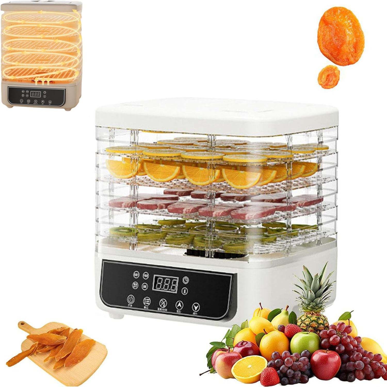 5 Trays Food Dehydrator Machine Digital Adjustable Timer 160W Jerky Fruit Drying gallery