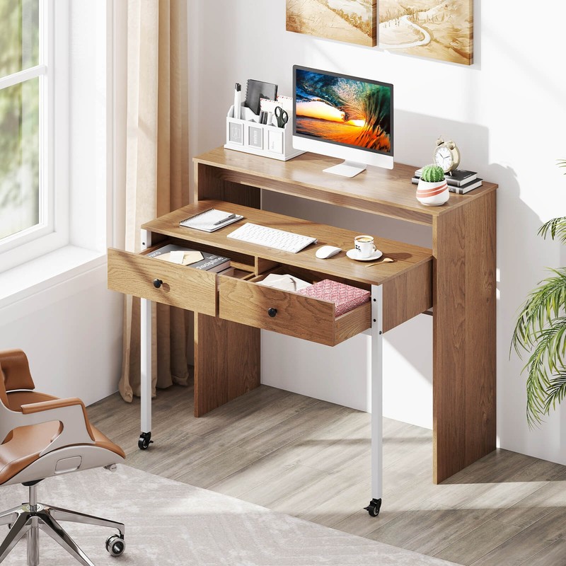 Extendable Computer Desk Console Table Writing Study Place Drawer & Wheels gallery
