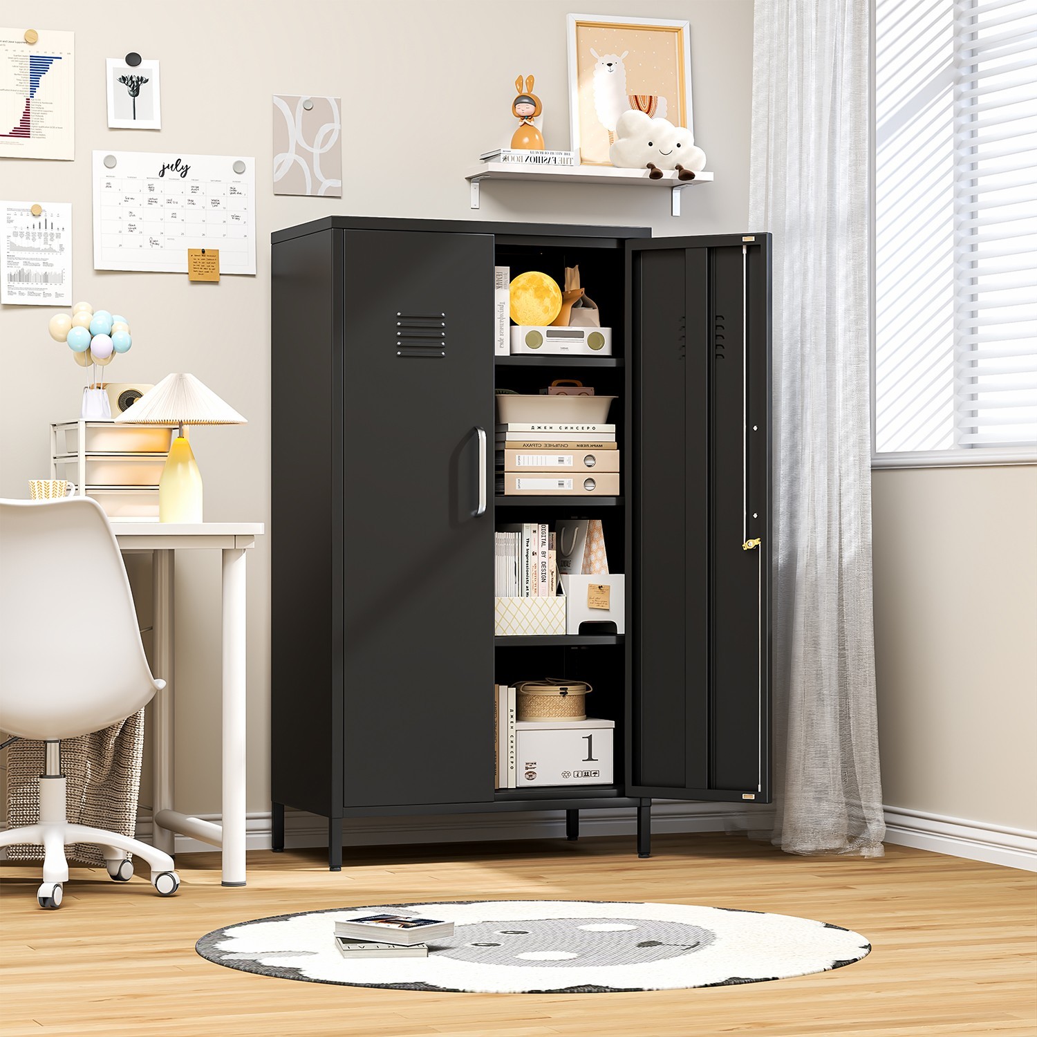 47" Lockable Metal Locker, 2 Door Employee Storage for Home, School, Office, Gym gallery