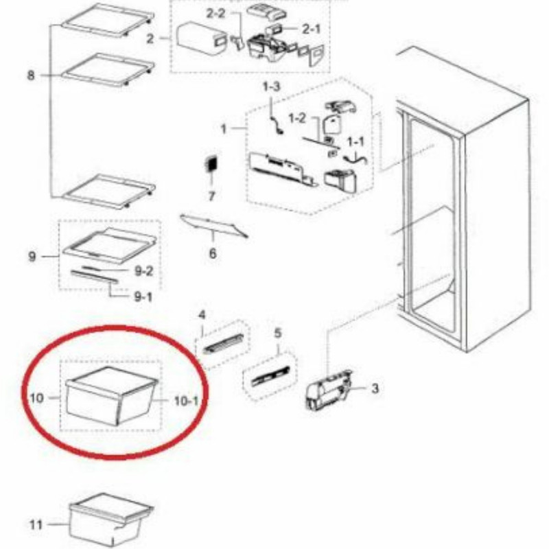 Upper Vegetable Drawer for Samsung RS261MDBP/XAA RS25H5000SR/AA-00 RS261MDPN/XAA gallery
