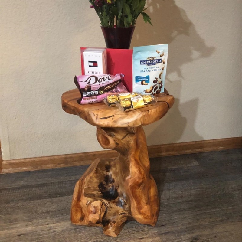 Rustic Cedar Roots Flower Stand Stool, Tree Stump Stool Side Table 19.5" H gallery