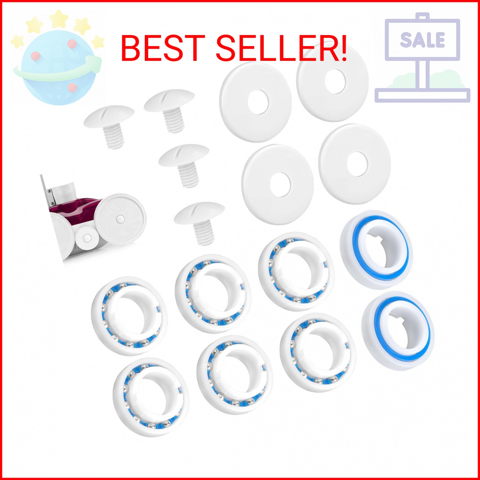 PEUTIER Pool Cleaner Rebuild Kit, Includes 8pcs Wheel Ball Bearings C60, 4 Wheel gallery