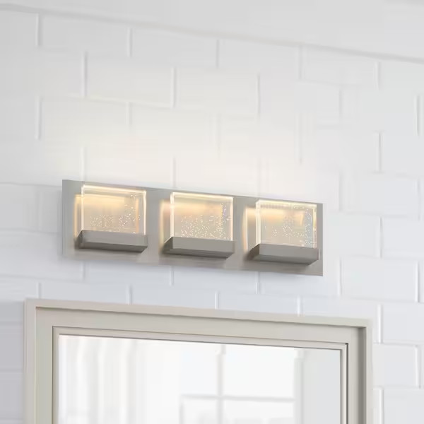 Home Decorators Alberson Collection 3-Light Brushed Nickel LED Vanity Light gallery