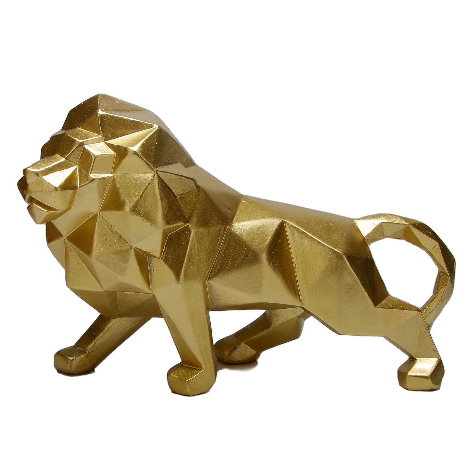 Golden Lion Sculpture Abstract Geometric Animal Statue For Coffee Tables Bookshe gallery