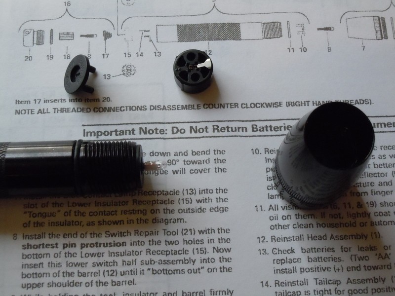 Authentic "AA" Mini Maglite Repair Switch Assembly 108-000-211 And Lens Combo gallery