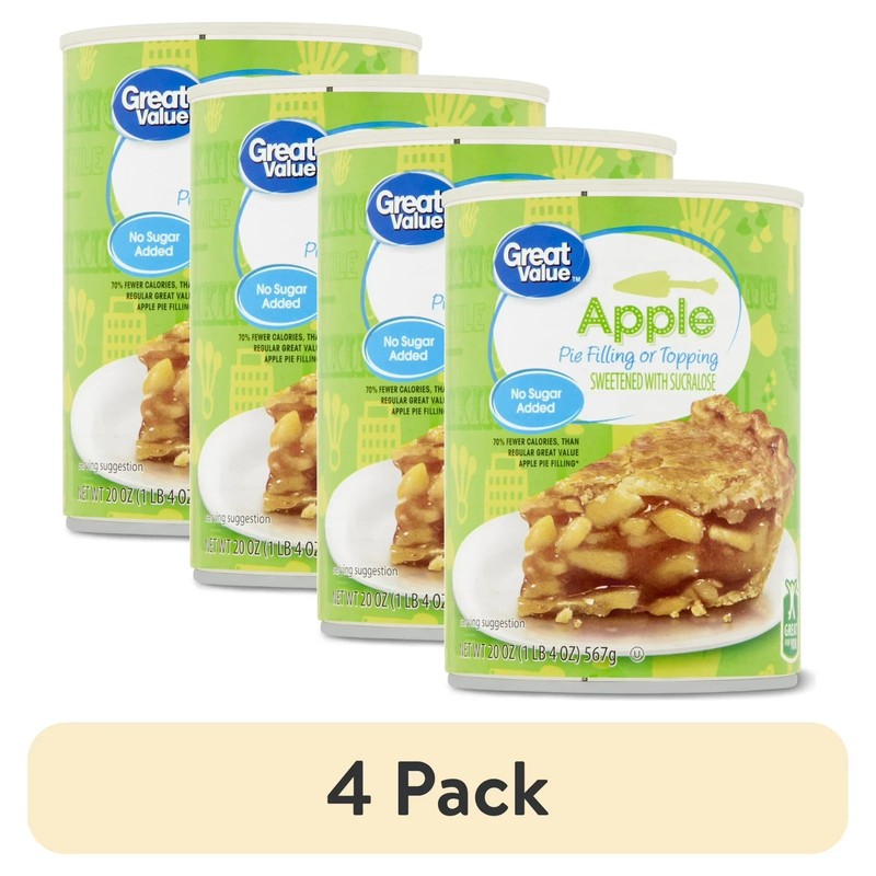 (4 pack) Great Value No Sugar Added Apple Pie Filling & Topping, 20 oz... gallery