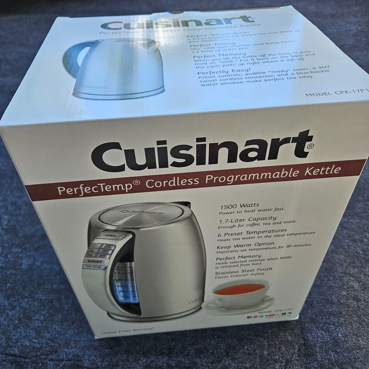 Cuisinart CPK-17P1 Perfectemp Cordless Programmable Electric Kettle 1500W gallery