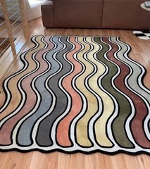 Multicolor Wavy Pattern Area Rug Modern Tufted Carpet for Living Room & Bedroom