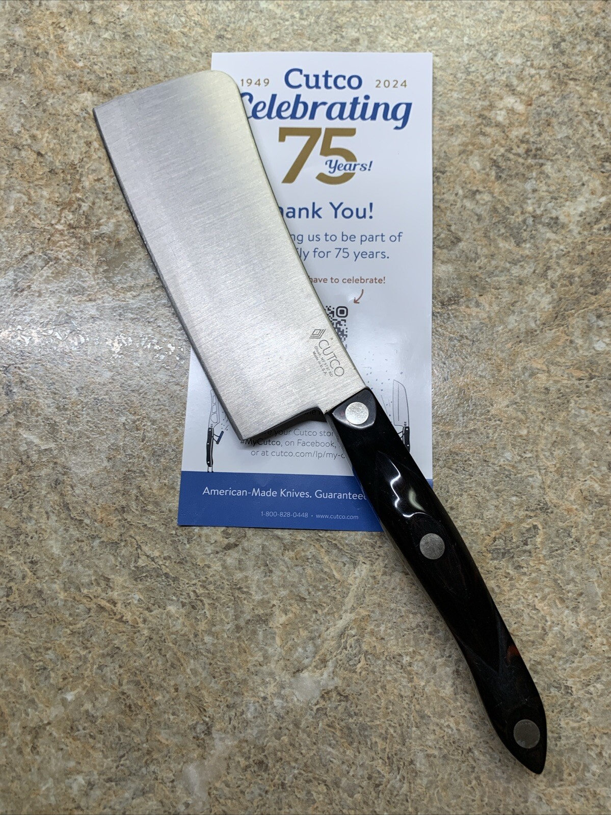 CUTCO 1737 Meat Cleaver Knife Sharp! Classic/Brown/Black Handle Factory Fresh gallery