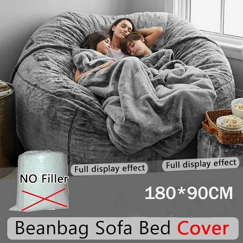 7FT Giant Bean Bag Sofa Memory Living Room Chair Microsuede Soft Protect Cover gallery