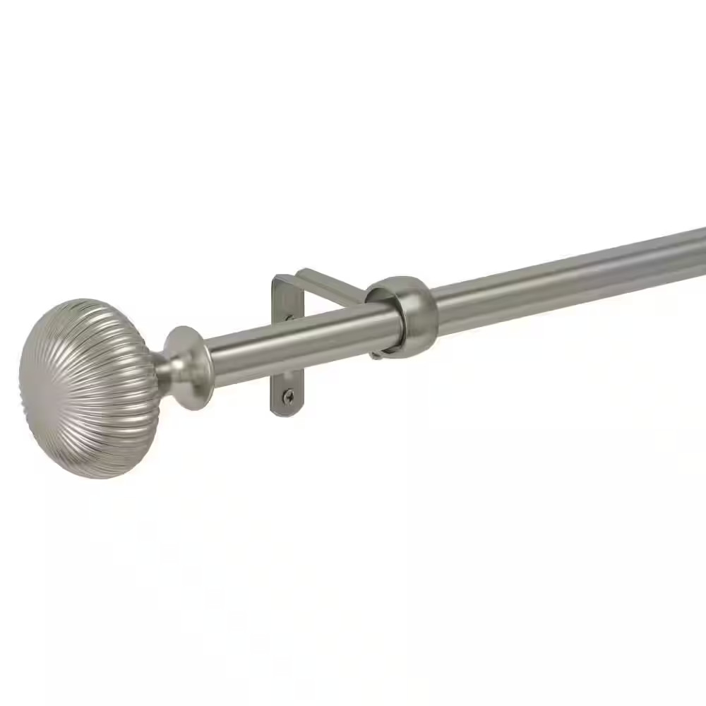 66 In.-120 In. Adjustable 3/4 In. Curtain Rod Kit in Nickel with Bud Finial gallery