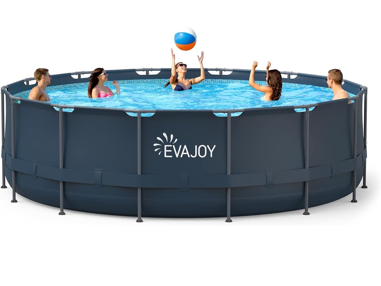 EVAJOY 16ft X 48in Metal Frame Round Swimming Pool Set with 2000GPH Sand Filter gallery