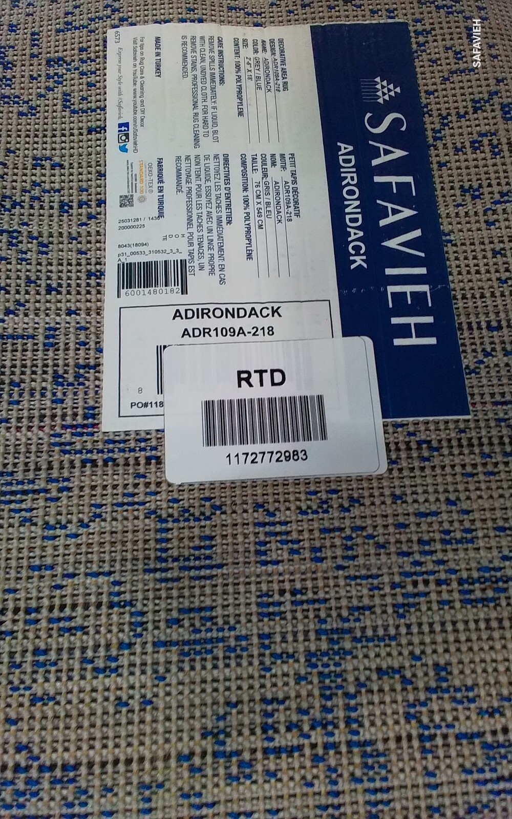 GREY / BLUE 2'-6" x 18'-0" Stained Rug, Reduced Price 1172772983 ADR109A-218 gallery