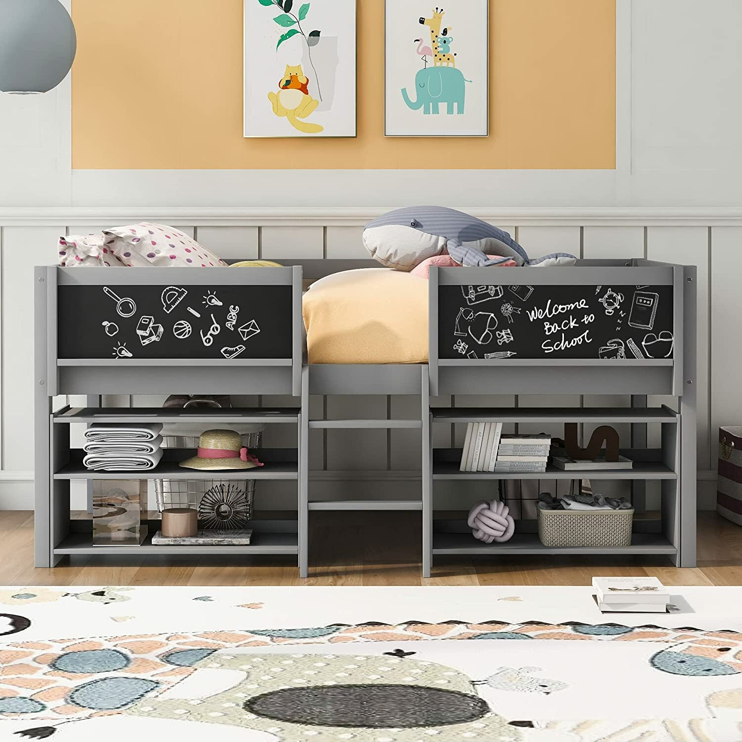 Solid Wood Loft Bed w/ Storage Drawers or Shelves Platform Bed Frame Bedroom Set gallery