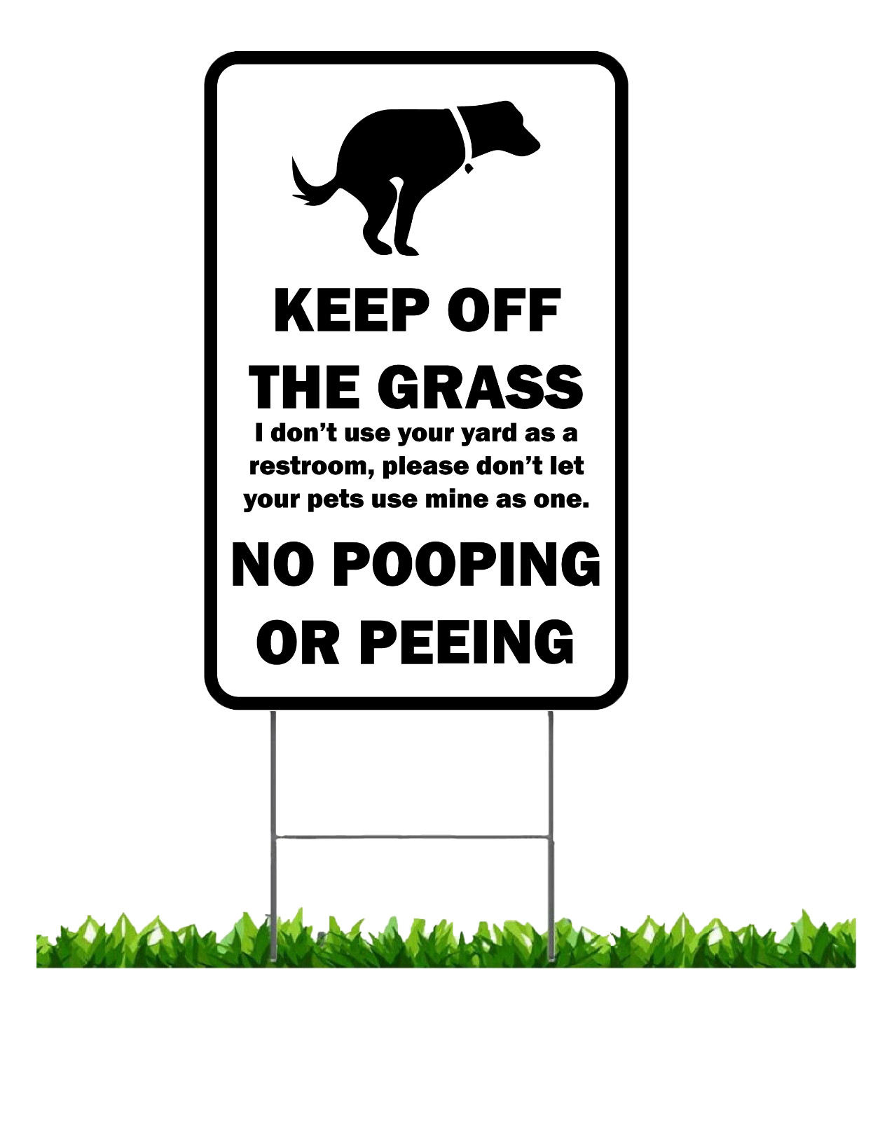 KEEP OFF GRASS 8"x12" YARD SIGN NO DOGS POOPING OR PEEING ON LAWN FREE STAKES gallery