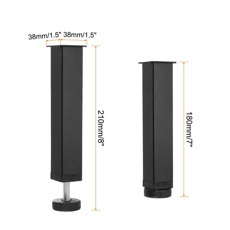 Adjustable Height Center Support Leg, 7" Bed Support Legs, Black gallery