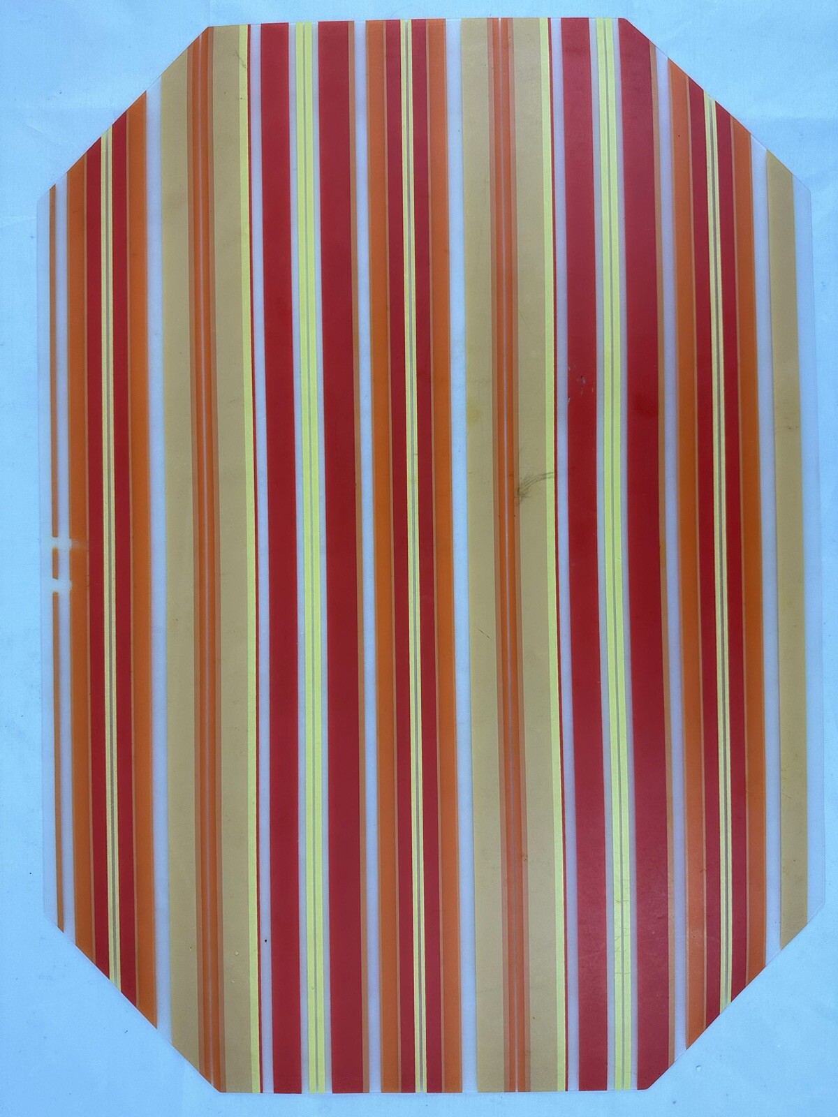 Vtg Octagonal Striped Placemat Flexible Plastic Green Pink Blue Orange Set 4 gallery
