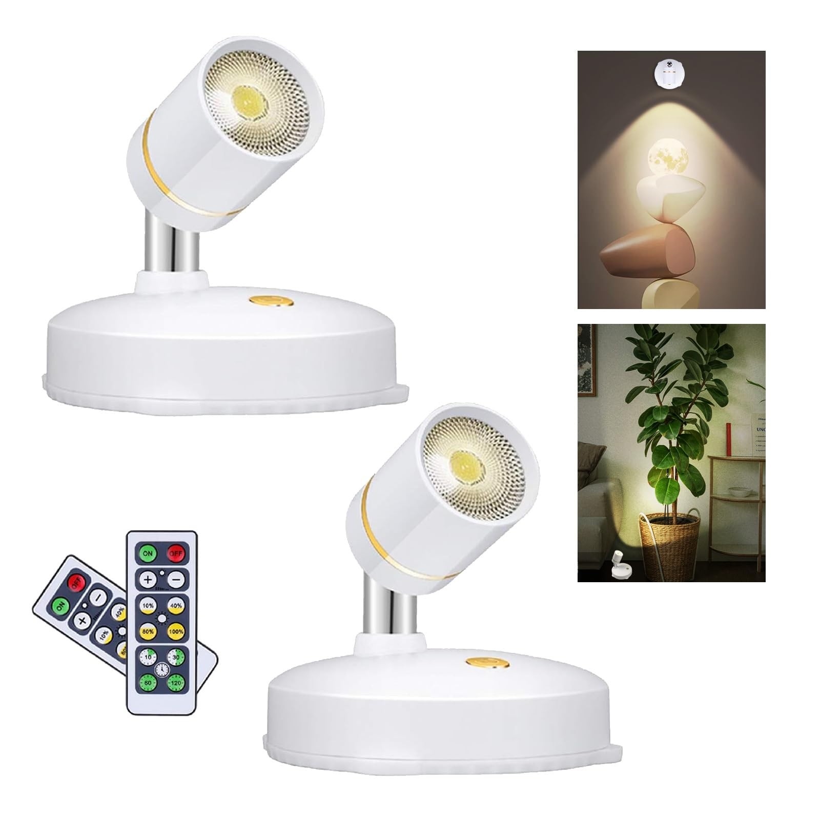 LEASTYLE Battery Operated Spotlight,LED Cordless Spot Lights Indoor with Remo... gallery