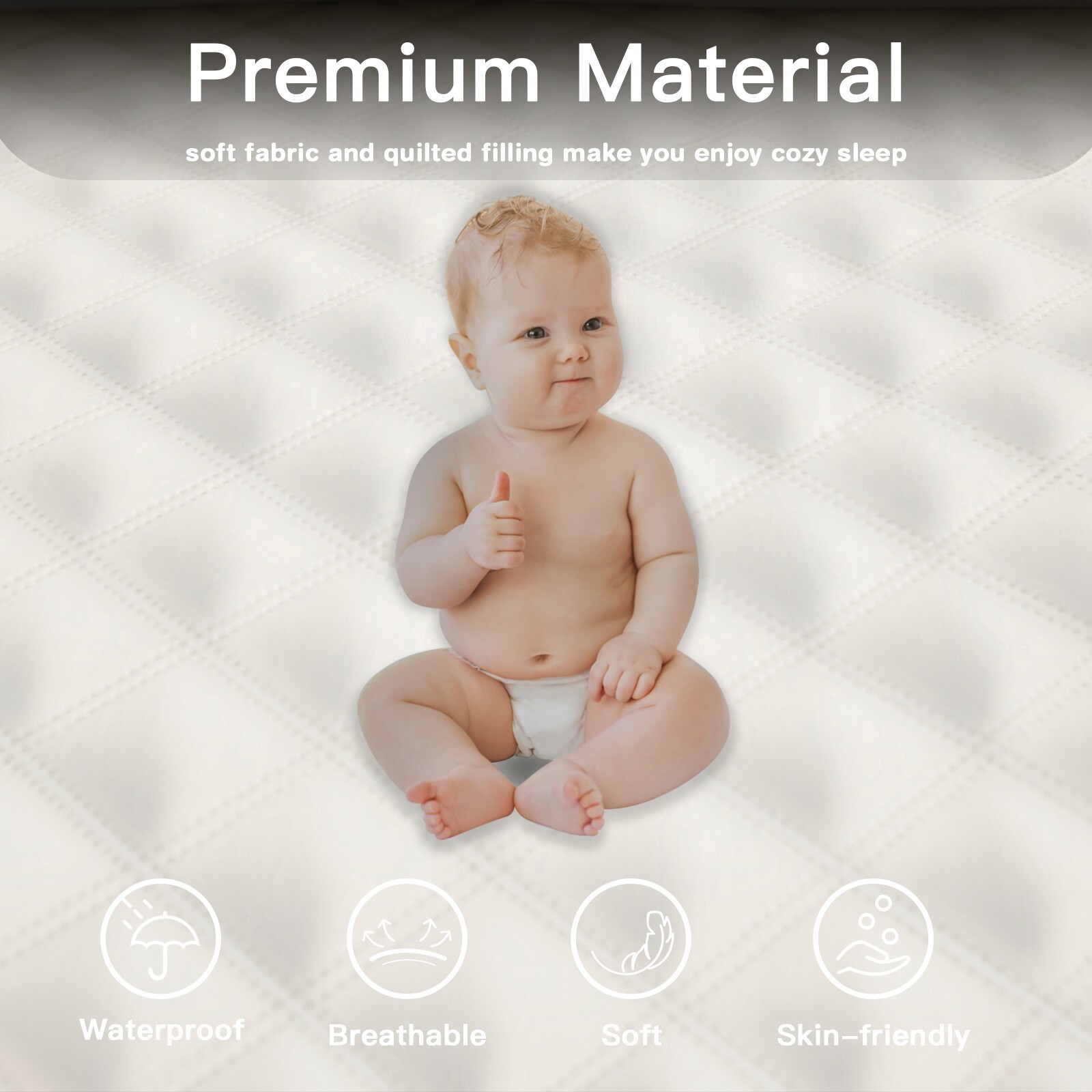 Waterproof Mattress Protector Quilted Mattress Cover White Fitted Style gallery