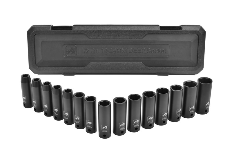 1/2”Drive Metric Deep Impact Socket Set,6-Point Design,16-Piece Set 10mm to 24mm gallery