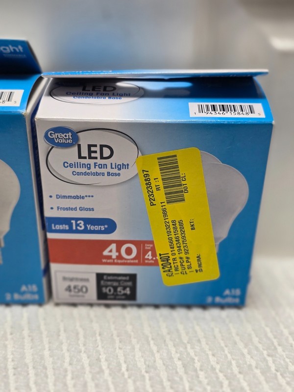 Great Value Dimmable LED Ceiling Fan Light 4.5W A15 Bulb Frosted Glass 2 Pack (R gallery