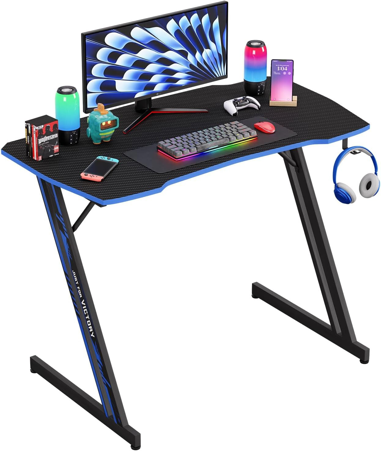 39 Inch Z-Shaped Gaming Desk Computer Desk for Home Office with Headphone Hook gallery