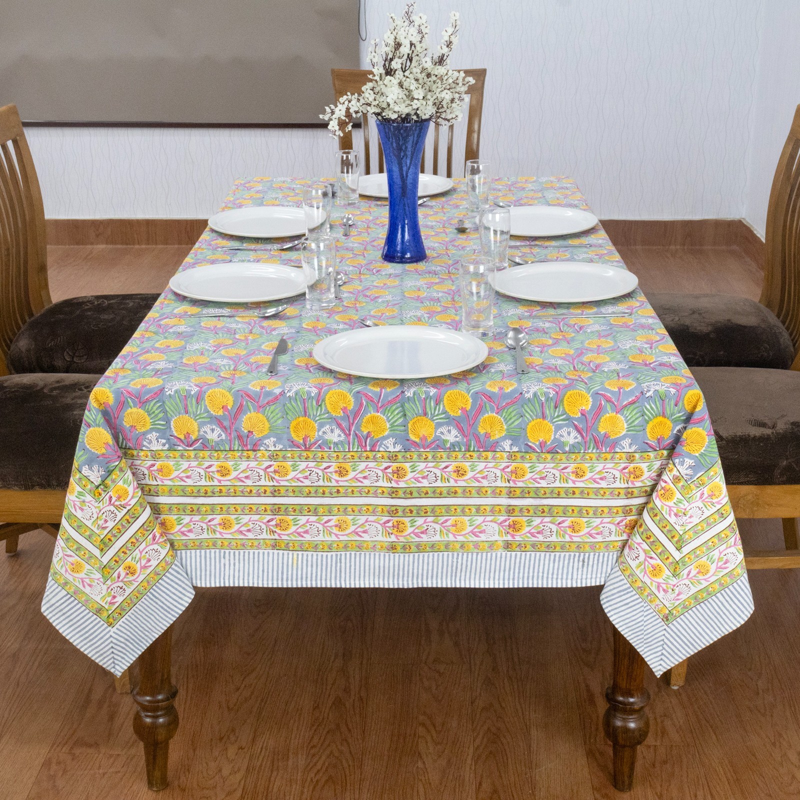 Dining Tablecloth Block Printed Table Cover Rectangle Tablecloth Gift for Dad gallery