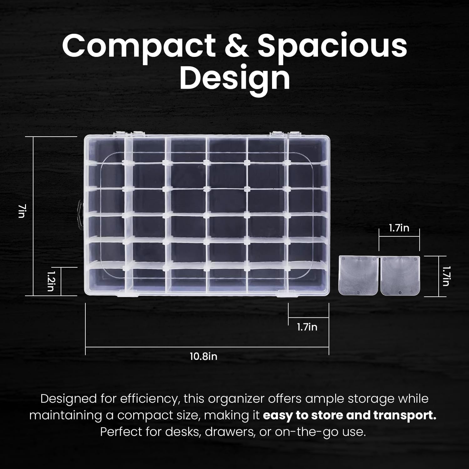 36 Grid Clear Plastic Organizer Box 4 Pack Adjustable Bead Craft Jewelry Tackle gallery