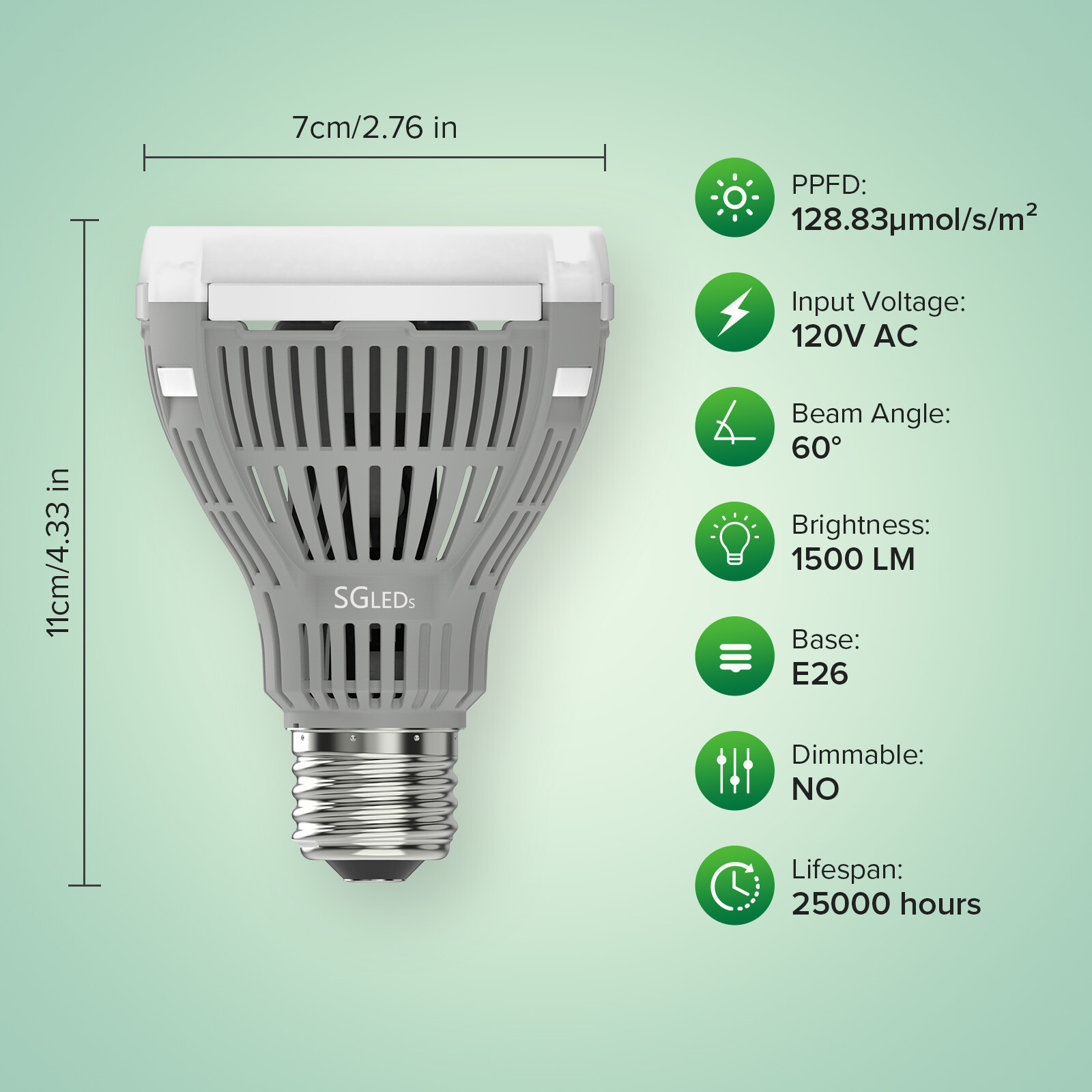 LED Grow Light Bulb 15W (200W Equivalent) Full Spectrum Plant Veg Bloom SANSI gallery