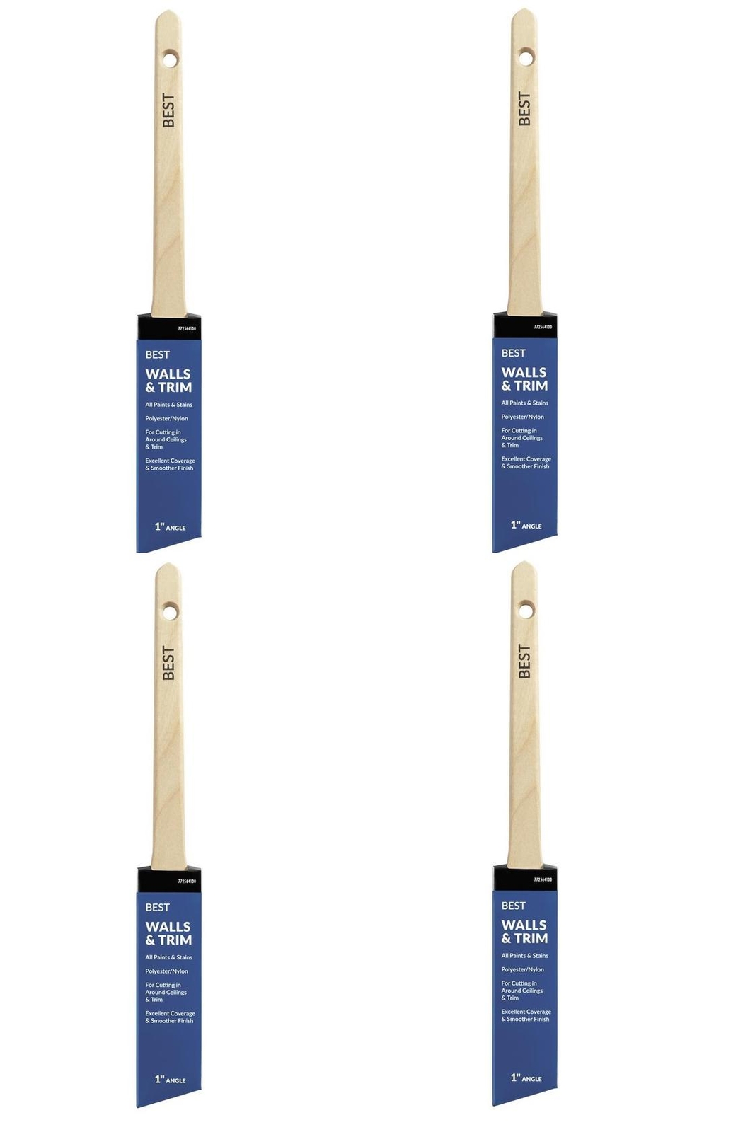 4 pack BEST 1" Angle Polyester Nylon Ceiling & Trim Cut-In Paint Brush All Paint gallery