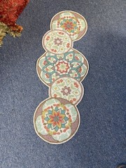 Pier 1 36” Beaded Table Runner W/ Pastel Floral Mandala Pattern